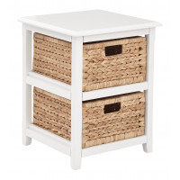 OSP Home Furnishings SBK4512A-WH Seabrook Two-Tier Storage Unit With White Finish and Natural Baskets